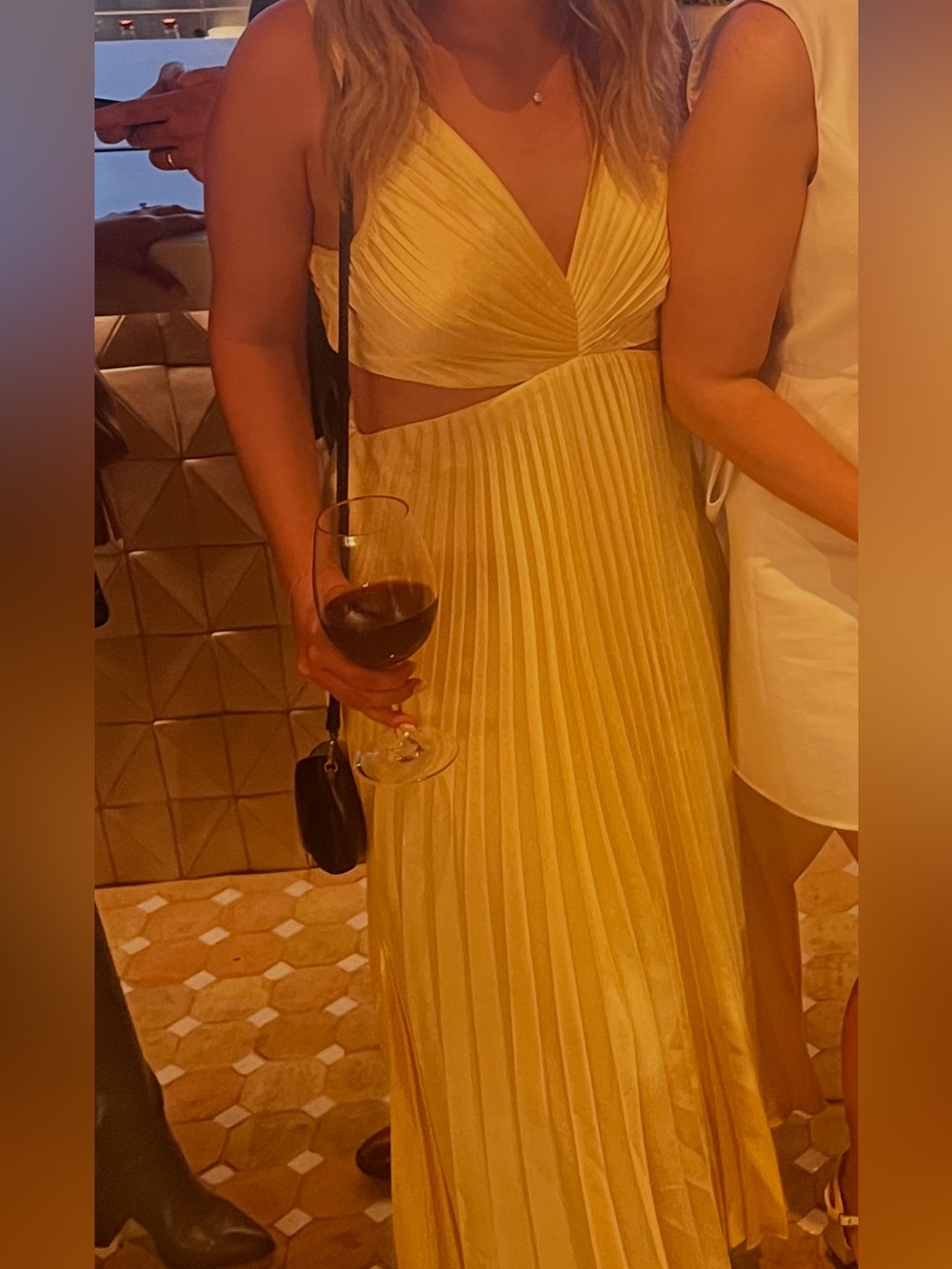 Abercrombie & Fitch Pale Yellow Pleated Backless Dress
